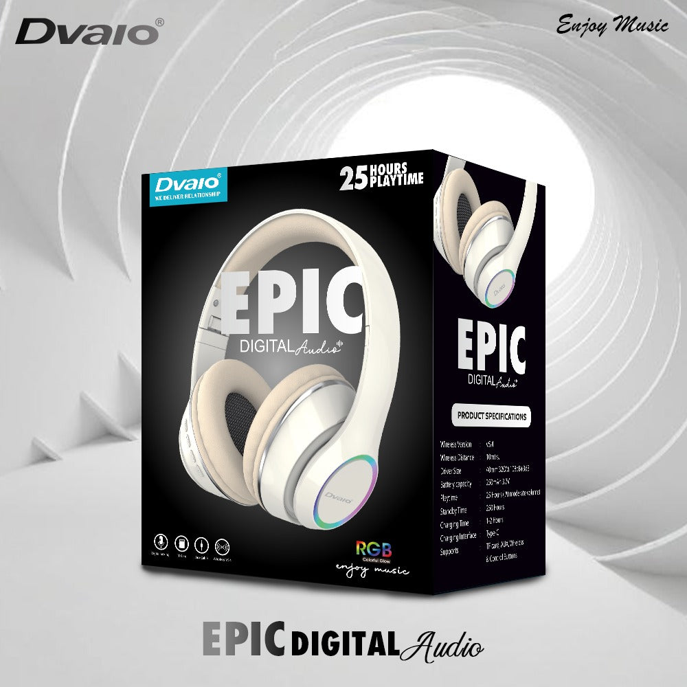 Dvaio XD-N59 RGB Headphones withBluetooth, Aux and TF-Beige